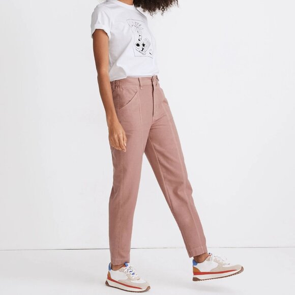 MADEWELL Moleskin High-Rise Seamed Tapered Pants Faded Mauve Sz 8 - Picture 1 of 13